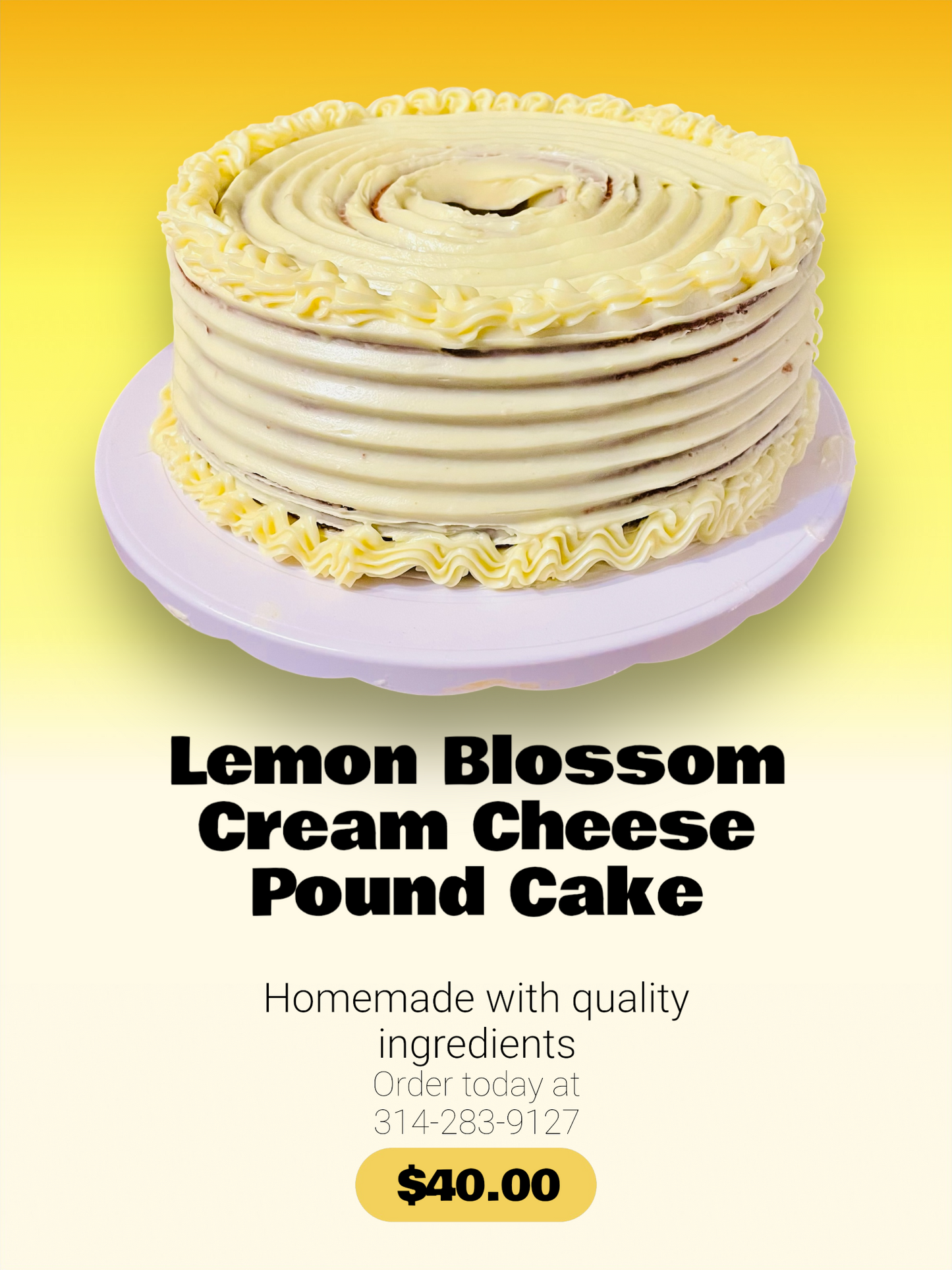 Lemon Blossom Cream Cheese Pound Cake