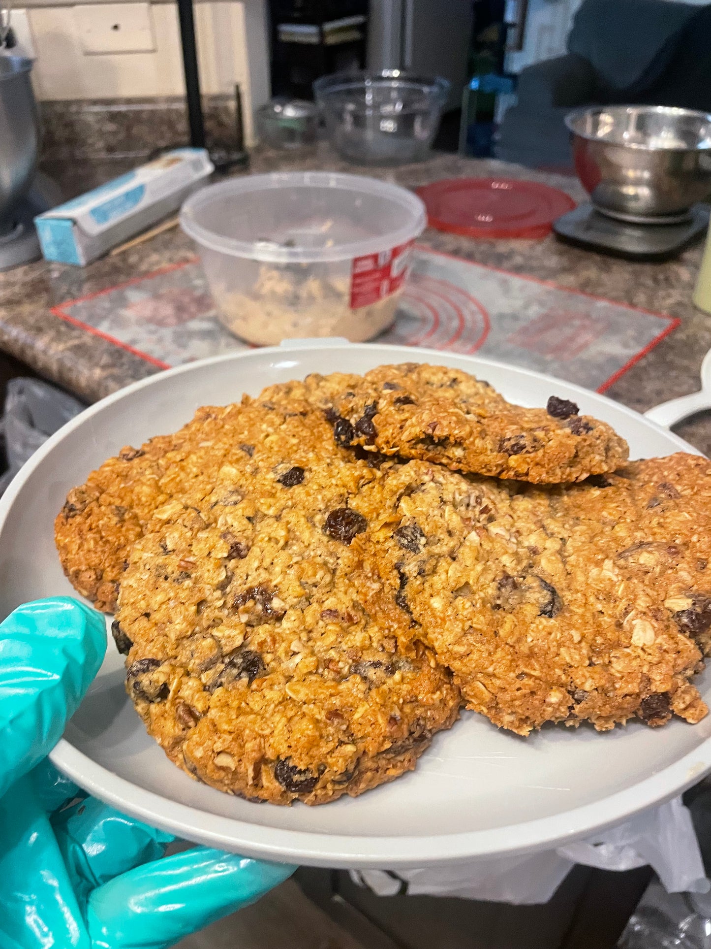 large oatmeal and raisin cookie
