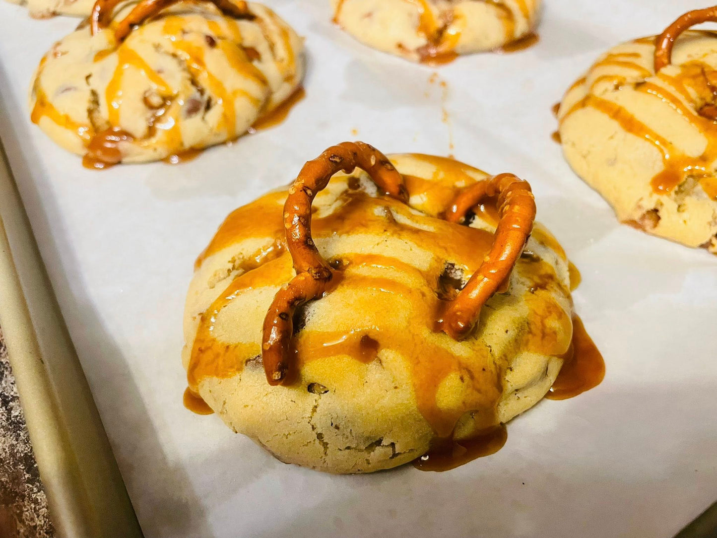 NY Style Salted Caramel Pretzel Cookie